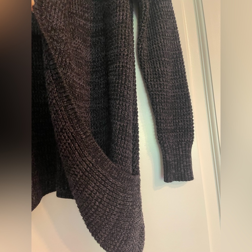 Market & Spruce Open-Front Shawl Cardigan - Charcoal Cotton Wool Blend M - Picture 3 of 8